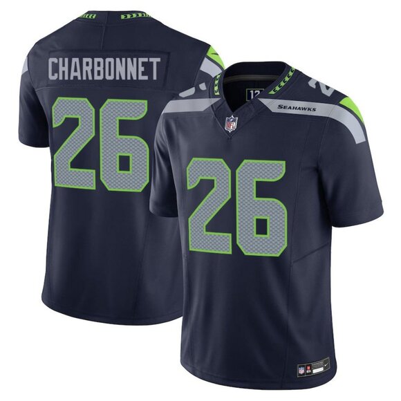 Mens or Youths Choose Zach Charbonnet Navy Stitched Jersey Vapor